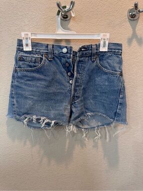 Vintage Levi’s Women’s High-Rise Distressed Denim Shorts - Blue